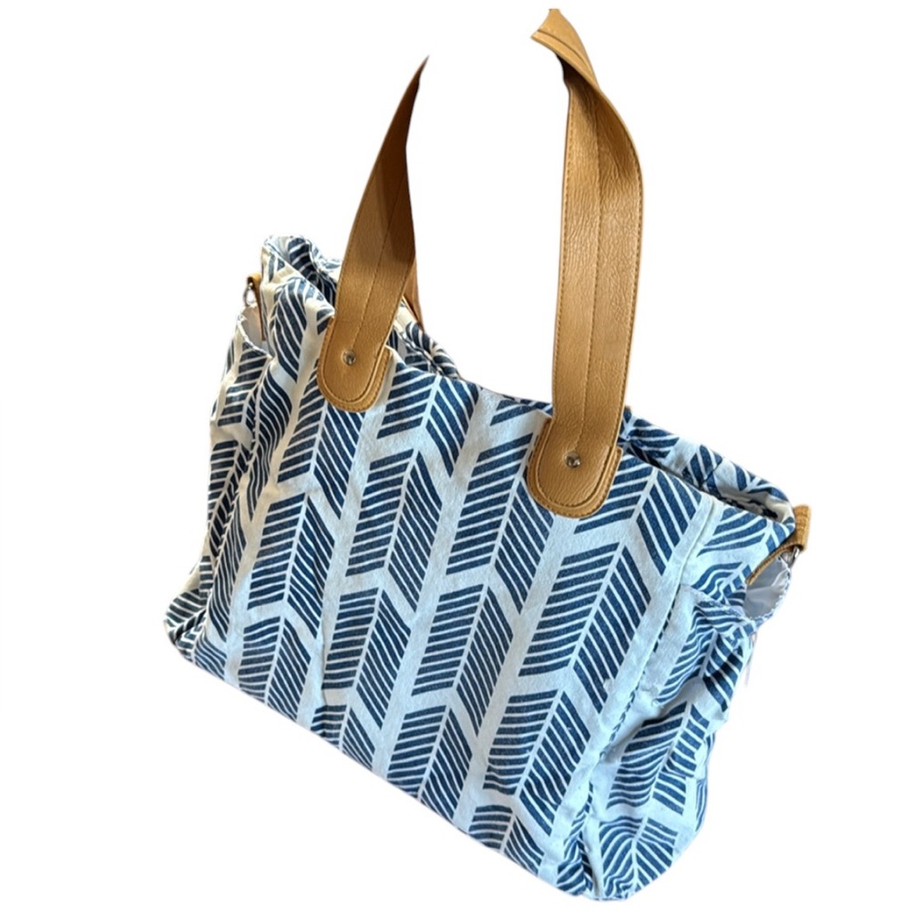 White Elm Navy BlueArrows Weekender Tote Bag Canvas With Water Resistant Lining